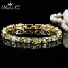 Dubai Gioielli in oro giallo Colore ovale Verde oliva Cristallo Connect Bling CZ Bracciale da donna di classe per donna AB079 Link Chai239i