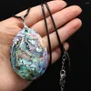 Pendant Necklaces Natural Abalone Shell Necklace Egg Shape For Woman Gift Length 55 5cm Size 40x60mm