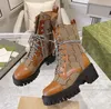 Designer Martin Boots Gematelasseerde veterlaars Geborduurde bijster Dikke hak Luxe winter enkel woestijnlaars