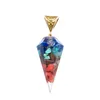 Pendant Necklaces Trendy Gem Necklace For Women Semi-precious Stones Natural Crystal Stone Hexagonal Cone Resin Reiki 7 Chakra Choker