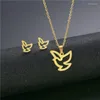 Kolczyki naszyjne Ustaw proste mini kolibry wisiorek na kolczyku biżuteria ze stali nierdzewnej dla kobiet puste ptaki akcesoria dla zwierząt