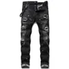 Designer rippade jeans för män 2023 streetwear brev svarta jeans byxor gotiska punk stretchable hip hop dance byxor y23284f