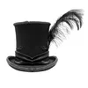 Cappello a cilindro vintage gotico da uomo Steampunk Cosplay punk party caps decorazione di piume goccia cappelli a tesa larga di alta qualità194o