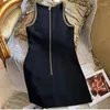 Robes décontractées luxe métallique paillettes perlées sans manches noir mini robe mince sexy marque design vintage fête 2023 été