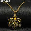 Pendant Necklaces Yoga Lotus Stainless Steel For Women Gold Color OM Religious Belief Necklace Jewelry Bisuteria Mujer N18822