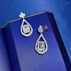 Dangle Earrings Flower Emerald Cut Diamond Earring Real 925 Sterling Silver Wedding Drop For Women Engagement Jewelry Gift