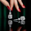 Klassieke luxe sieraden Dangle Oorbellen 18K White Gold Fill Emerald Cut Moissanite Diamond Zircon Party Long Women Wedding Brand 2501