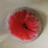 Schals echtes Fell -Pompom 1 pc fluffy rot 15 cm natürlicher Pom für Strickmütze Mützen Schuhe Schal Kettenkettenkugeln