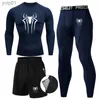 Survêtements pour hommes Hommes 3PC Set Hiver Sous-vêtements thermiques Compression Sports Costume Long Johns Vêtements Courir Survêtement Porter Exercice Entraînement CollantsL231016