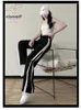 Kvinnor Pants Summer Women High midja Sweatpants Ladies andas bekväm tunnhet bred ben svart tjej koreanska modebyxor joggar