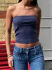 Women's Tanks Sexy Tube Tops Women 2023 Skinny Summer Off Shoulder Blue Y2k 90s Sexi Crop Top Streetwear