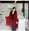 Schals Echtpelz Schal für Frauen Hohe Qualität Winter Dicke Weibliche Poncho Dame Elegante Wraps Cape