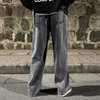 Męskie dżinsy koreańskie student Student Casual Pants High Street Prosta luźna szeroka noga Czarna szara niebieska worka 231016