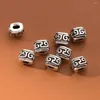 Lose Edelsteine, 1 Stück/Lot, S925 Silber, geometrische Linien, ovale Perlen, 7 x 5,5 mm, handgefertigte Funky Spacer, DIY-Schmuckmaterialien