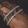 Noter Tennis Armband Män pojkar Micro Crystal Braslet Male Hand smycken Charm Gold SilverColor Chain Link Braclet Armband1281R