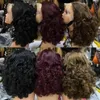 P4/27 Markera Spring Curly Bob Wig 13x4 Full Spets Frontal Bouncy 250% Densitet för kvinnor brasiliansk färgade korta peruker