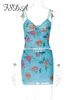 Werkjurken FSDA Bloemenprint Mesh Spaghetti Crop Top en Mini Bodycon Rok Tweedelige set Zomer Strandoutfits Dames Y2K