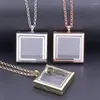 Pendant Necklaces 1PC Square Glass Relicario Po Locket Necklace Floating Chams Picture For Jewelry Women Men Gift