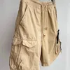 Mäns shorts 2023 Sommarvintage tvättad sida blixtlås Big ficka fem kvarter byxor hipster män avslappnad safari stil dagligen