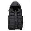 Men's Vests Jacket Hooded Fashion Urban Stand-up Soft Classic Vest Winter Youth Clothing Cotton Warm Casual Collar Cardigan