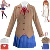 Costume de Cosplay Doki Literature Club Plus Monika Mon Ika Sayori Yuri Natsuki, perruque Anime Ddlc, uniforme scolaire Jk