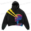 Herenhoodies Sweatshirts Europees en Amerikaans trendy merk originele persoonlijkheid vlamschedelprint retro high street losse top met lange mouwen en capuchon T231016