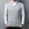 Kamizelki mężczyzn 2023 Jesień mężczyźni wełniane swetra kamizelka kamizelka v dekolt swatery kamizelki bez rękawów