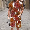 T-shirt dla mężczyzn szorty Set Set Spring Autumn Flowlants Wzór Plaży Hip-Hop Summer Sportswear 2023 Fashion Casual Street