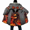 Men's Trench Coats Mens Cloak Tattoo Skull Dragon 3D All Over Printed Fleece Hooded Cloak Unisex Casual Thick Warm Cape coat CH46 YQ231016