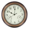 Horloges murales Horloge avec et hygromètre Silencieux Vintage 30 cm Chiffres romains Quartz Grande batterie Fonctionne facile à lire pour