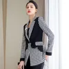 Kadınlar Suits Bin Kuş Damalı Takım Blazer High End Moda Tek Sıra İki Düğme Ek Ofis Kadın Gündelik Top Ceket