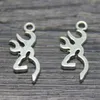 40pcs lot Silhouette de tête de cerf avec charme de bois 28x11mm pendentifs de charmes de bois de cerf en argent Antique pj28298f