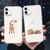 Étuis de téléphone portable Ottwn Mignon Dessin animé Animal Girafe Transparent pour iPhone 13 Pro Max 12 Mini 11 X XS XR 7 8 Plus Couple Clear Soft TPU Cover L230823