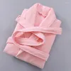 Ropa de dormir para mujer El Albornoz Mujer Algodón de lujo Terry Fleece Robe para albornoces de hombres Tallas grandes Túnicas largas Camisón de color puro