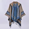 Schals Cape Poncho Mantel Frauen Mit Kapuze Imitieren Kaschmir Herbst und Winter Dame Streifen Druck Klimaanlage Zimmer Schal P2 231013