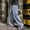 Męskie dżinsy koreańskie student Student Casual Pants High Street Prosta luźna szeroka noga Czarna szara niebieska worka 231016