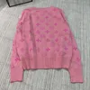 Cardigan imprimé lettre pour femme, pull décontracté de styliste, tricot rose, manteau à la mode