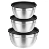 Bowls 3Pcs Stainless Steel Salad Bowl Stackable Grade Vegetable Fruit Washing Egg Mixing Noodle Soup Storage Basin