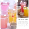 Disposable Cups Straws 40pcs Transparent Fruit With Lids Cup Water Jugs Drinking Bottles For Iced Cold Coffee Tea Smoothie