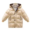 Ceketler Erkek Kızlar Uzun Sonbahar Kış Kaçak Sıcak Pamuk Giysileri Büyük Çocuklar Moda Tarzı Fermuar Kapşonlu 410 Yıl 231016