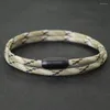 Braccialetti con ciondoli Bracciale Paracord da uomo Fibbia magnetica in acciaio inossidabile nero Doppio strato Braslet nautico Corda di salvataggio all'aperto Braclet Pulsera