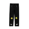 Jeans pour hommes pentagramme imprimé américain été tendance hip hop lâche personnalité beau lavage pantalon long droit