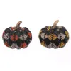 Alfileres Broches 20 piezas / lote 50 mm Tono dorado Día de Acción de Gracias de Halloween Calabaza Naranja Diamante de imitación Cristal Negro Esmalte Pin Broche 271D