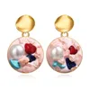 Boucles D'Oreilles Pendantes Rondes Bohème Couleur Bonbon Perle Gravier Pour Femme