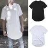 Men's T Shirts Curve Hem Short Sleeve Mens Shirt Hip Hop Swag Style Streetwear Male Solid Top Tee O-neck T-shirt Men Clothing