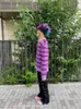 Men's Vests Y2k Purple Striped Japanese Sweater Hip Hop Loose Streetwear Harajuku Pullover Male Autumn Women Oversized Knitted Clothes