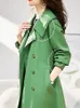 Women's Trench Coats Double Breaste Korean Green Casual Baggy Midi Jackets Work Wear Women Spring Fall Chaquetas Outwear