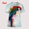 T-shirts pour hommes 2023 Mode d'été T-shirt animal mignon perroquet fleur colorée oiseau mâle et femelle chemise d'impression 3D