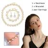 Wedding Jewelry Sets CANPEL Fashion Imitation Pearl Necklace Earring Set Bridal For Women Elegant Rhinestone Party Gift 231013