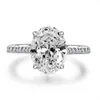 925 Sterling Silber Hochzeit Finger Luxus oval geschnitten 3ct simulierte Diamantringe für Frauen Verlobungsschmuck Anel263Y